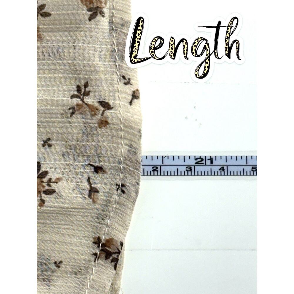 Trixxi Boho Floral Ruffle Mini Dress Beige Sheer Puff Sleeve Women’s Large - Picture 13 of 13